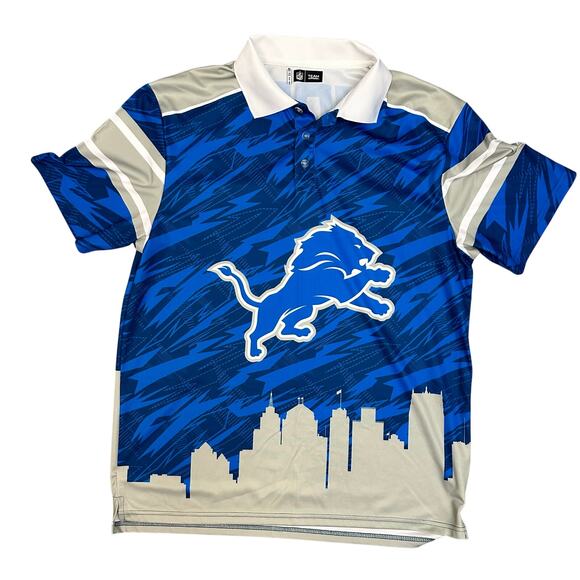 NFL Team Apparel Other - NFL Team Apparel Graphic Polo Detroit Lions City Scape Men's XL Motor City